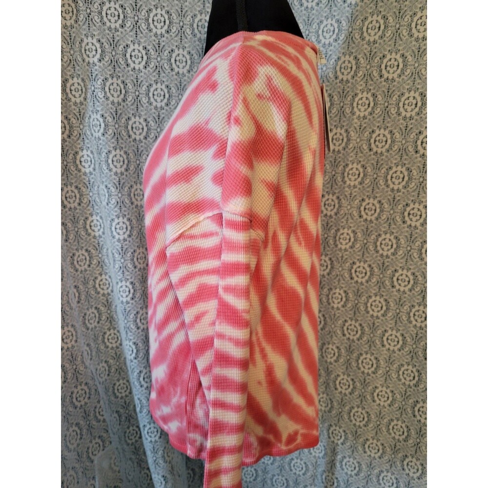 NWT For The Republic Size M Pink White Tie Dye Waffle Knit Thermal Top Cotton - Picture 4 of 14